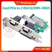 Card PCI-E 1X to 2 RS232, DB25 Parallel chip WCH382. cho máy tính PC máy đồng bộ kết nối cáp COM DB9 LPT máy in, máy CNC