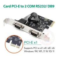 Card PCI-E to 2 COM RS232 DB9 Chip WCH cho máy tính PC, Mini PC, Slim SFF máy đồng bộ DELL HP Lenovo