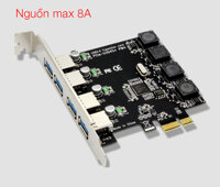 Card PCI-E to 4 USB 3.0 Chipset NEC720201 hỗ trợ 8A