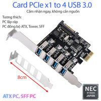Card PCI-E to 4 USB 3.0 Chipset NEC720201 cho Mini PC SFF và PC lắp ráp ATX
