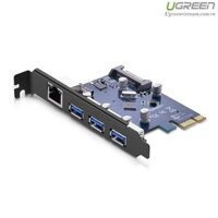 Card PCI Express sang 3 cổng USB 3.0 + Lan Gigabit 10/100/1000Mbps chính hãng Ugreen 30775 cao cấp