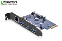 Card PCI Express to 3 USB 3.0 + Lan tốc độ 1000Mbps Ugreen 30775