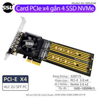 Card PCIe 3.0 to 4 M.2 NVMe SSD 22110 2280 gắn 4 ổ cứng M2 NVMe cho PC, Server, WS