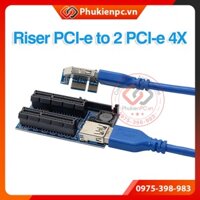 Card Riser chia PCI-E 1X ra 2 PCI-E 4X 1x, lắp đặt Card VGA, Card COM DB25, R232, LPT cho máy tính PC, máy tính đồng bộ