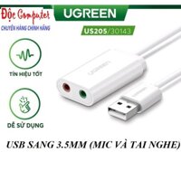 Card sound USB 2.0 to 3.5mm(Sang Tai nghe và Mic) chính hãng Ugreen 30143 .30724 cao cấp