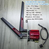 Card thu WiFi chip Intel AX210, 2.4G / 5G / 6G, 2.4Gbs , Bluetooth 5.2, có tản nhiệt.