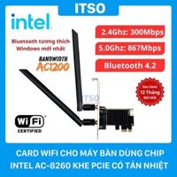 Card WIFI Bluetooth Intel AC-8260 kèm bộ chuyển PCIe có tản nhiệt