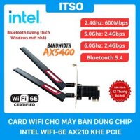 Card WIFI Intel WIFI-6E AX210 khe PCI tích hợp Bluetooth 5.4 có tản nhiệt