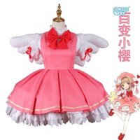 Cardcaptor Sakura Cosplay Costume Lolita Maid Dress Anime Wig Sakura Card Captor Sakura Kinomoto Halloween