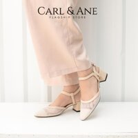 Carl & Ane - Giày cao gót bít mũi phối lưới cao 5cm màu đen - CL010 *