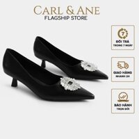 Carl & Ane - Giày cao gót mũi nhọn đính đá sang trọng dự tiệc cao 4cm màu đen - WD005