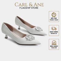 Carl & Ane - Giày cao gót mũi nhọn đính đá sang trọng dự tiệc cao 5cm màu trắng - WD005