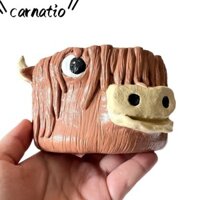 Carnatio Giá đựng đồ đan, Bát đựng sợi DIY hình con bò bằng nhựa, Sợi kim đan len màu nâu