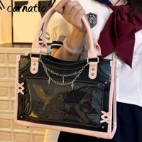 Carnatio Túi Ita dễ thương, Túi đeo chéo Harajuku trưng bày DIY, Quà tặng sáng tạo Túi xách nữ PU Y2K Lolita trong suốt