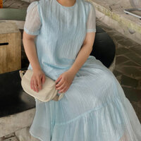 CAROLYN - Set Váy Xanh Pastel Tơ Nhăn Daisy