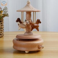 Carousel Hộp Nhạc Retro Gỗ Carousel Hộp Nhạc Handmade Carousel Ngựa Hộp Nhạc Gỗ Sồi Xoay Caroush Hộp Nhạc SHOPTTKC3649