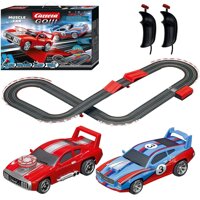 Carrera GO!!! 63500 Muscle Cars Battery Operated 1:43 Scale Slot Car Racing Toy Track Set with Jump Ramp Featuring 2 Muscle Style Race Cars for Kid...