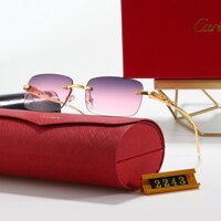 CARTIER Kính Mát Tròng Vuông Không Viền Chống Tia UV400 Phong Cách Vintage Thời Trang Cho Nữ