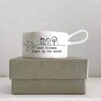 Cartoon candle holder decoration, porcelain tea lamp holder with handle