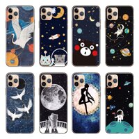 Cartoon Case For iPhone 11 Pro Max Starry Sky moon Back Cover Soft TPU Silicone Casing