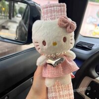 Cartoon Cute Kitty Hello Kitty Plush Doll Car Safety Belt Shoulder Pad Cover Car Interior Decoration Good Gift qDex
