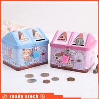 Cartoon Iron House Cute Piggy Bank Money Saving Box Tinplate Creative Coin Pot Gifts for Children