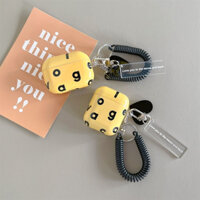 CASE AIRPODS CHỮ ĐEN NỀN VÀNG KÈM DÂY