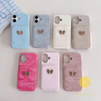 Case For iPhone 14 Pro Max Card Slot Butterfly 3D Phone Case For iPhone 16 Pro Max Plus 15 14 13 12 11  Aesthetic Ins Newest Fashion Korean Style Retro Classic Cute Cartoon Couple Shockproof Protective TPU Cover Shell