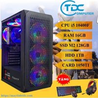 Case máy tính chơi game,thiết kế đồ họa Max PC CPU core i5 10400F, Ram 16GB,SSD M2 128GB, HDD 1TB Card 1050TI+Qùa Tặng