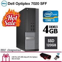 Case máy tính để bàn Dell Optiplex 7020 SFF CPU intel core i5 4570, Ram 4GB, Ổ cứng SSD 120GB. Bảo hành 1 năm, Quà Tặng.