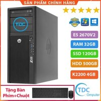 Case Máy Tính Để Bàn HP Z420 CPU E5 2670 V2 Ram 32GB,SSD 120GB,HDD 500GB,Card Rời Quadro K2200 Chuyên đồ họa,Game+ Qùa