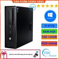 Case máy tính để bàn HP 400G1/600G1 CPU core  i7-4770  Ram 4GB SSD 120GB+HDD 500GB  Tặng USB thu Wifi