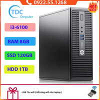 Case máy tính đồng bộ HP ProDesk 400G3 SFF, cpu core i3-6100, ram 8GB, SSD 120GB + HDD 1TB Tặng USB thu Wifi