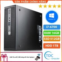 Case máy tính đồng bộ HP ProDesk 400G3 SFF, cpu core i7-6700, ram 16GB, SSD 512GB,HDD 1TB Tặng USB thu Wifi