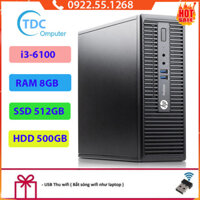 Case máy tính đồng bộ HP ProDesk 400G3 SFF, cpu core i3-6100, ram 8GB, SSD 512GB + HDD 500GB Tặng USB thu Wifi