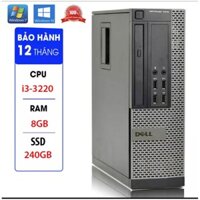 Case máy tính đồng bộ, Máy tính để bàn DELL Optiplex 3010 CPU i3 3220 Ram 8GB, Ổ cứng SSD 240GB , Cây máy tính để bàn.