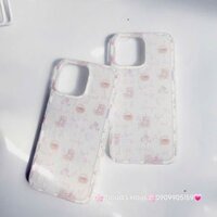 Case Ốp điện thoại iPhone Gấu Thỏ Cute Bear Sticker Dễ Thương Nền Trắng iPhone 11/12/13/14/15/Pro/Promax