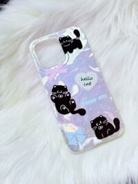 Case Ốp điện thoại iPhone Mèo Đen Hologram 3D Hello Cat iPhone 11/12/13/14/15/16/Pro/Promax