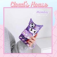 Case Ốp điện thoại iPhone Kuromi Su dẻo Chống shock Kèm dây đeo điện thoại iPhone 11/12/13/14/Pro/Promax