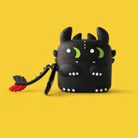 Case Silicon dành cho Airpods Pro 2 Hình Rồng Răng Sún Hàng Chính Hãng - đen