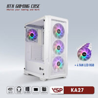 Case VSP KA27 Trắng Case ATX, hai mặt kính cường lực