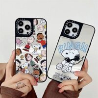 Casetif Ốp điện thoại gương Snoopy hoạt hình dễ thương cho iPhone 11 12 13 14 15 16 Pro Max X XR XS XSMAX 13mini 14PLUS Vỏ điện thoại chống rơi gương chất lượng cao