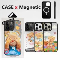 Casetifg Donut Butter Bear Mirror Ốp Điện Thoại Từ Tính Cho iPhone 16 12 13 14 15 Pro Max Plus Sạc Không Dây Mặt Sau Silicon Mềm Phông Chữ Bên Vỏ Chống Sốc
