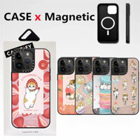 Casetifg Họa Tiết Mèo Dễ Thương Gương Chất Lượng Cao Sạc Từ Tính Ốp Lưng Điện Thoại Có Hộp Cho iPhone 12 13 14 15 Pro Max 14 15 Plus Silicon Chống Sốc Vỏ Bảo Vệ Bìa Cứng