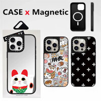 Casetifg Lucky Get Rich Cat Mirror Vỏ điện thoại sạc từ tính cho iPhone 12 13 14 15 16 Pro Max Plus Chất lượng cao Silicon mềm Phông chữ bên Ốp lưng chống sốc Vỏ PC cứng