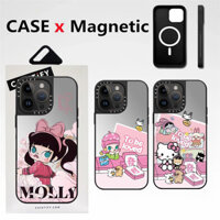 Casetifg Phim hoạt hình MOLLY Gương sạc từ tính Vỏ điện thoại cho iPhone 16 15 14 13 12 Pro Max 14 15 16 Plus Silicone mềm Phông chữ bên Ốp lưng chống sốc Vỏ PC cứng