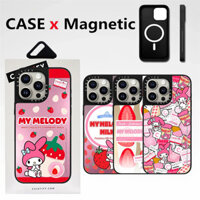 Casetifg Sanrio Melody Mirror Ốp điện thoại từ tính có hộp cho iPhone 16 15 14 13 12 Pro Max 16 14 15 Plus Vỏ phông chữ bên mềm Vỏ PC cứng chống sốc