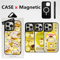 Casetifg Thương hiệu Sanrio Pompompurin Nhãn dán Gương sạc từ tính Vỏ điện thoại có hộp cho iPhone 15 12 13 14 Pro Max 14 15 Plus Vỏ chống sốc chất lượng cao Full Cover Hard Prot