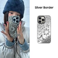 Casetify Silver Mirror Metal Chrome Doodles Ốp Điện Thoại Cứng Tráng Gương Màu Bạc Cho iphone 11 12 13 14 15 pro max