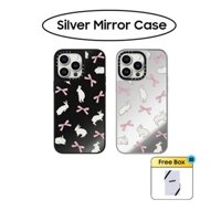 Casetify Silver Mirror Rabbit Ribbon Ốp Điện Thoại Cứng Tráng Gương Hình Thỏ Cho iphone 11 12 13 14 15 pro max